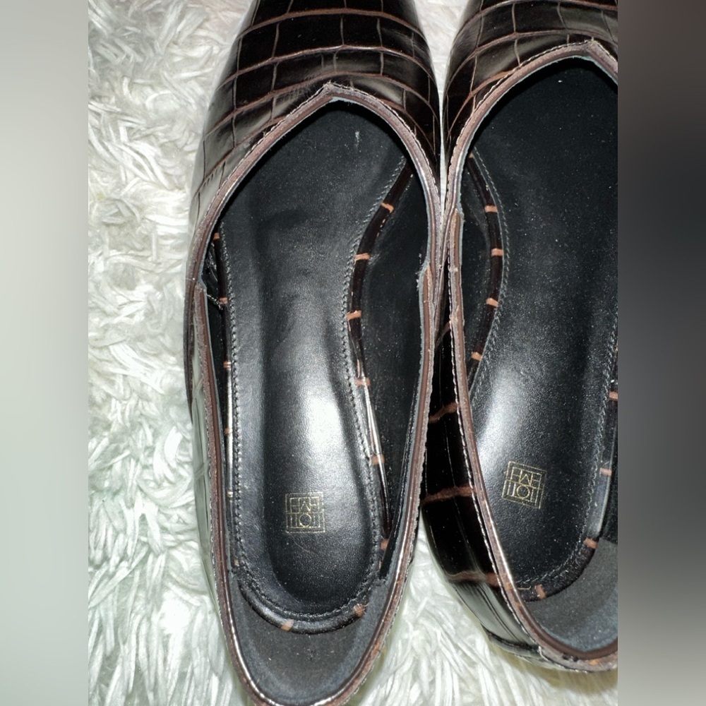 New Toteme Totême Croc Effect The Everday Pointed-Toe Leather Flats Size 37 - Picture 7 of 9